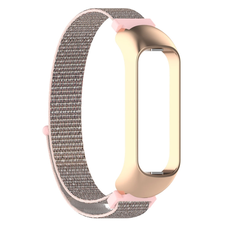 For Samsung Galaxy Fit 2 SM-R220 Nylon Loop Watch Band(Pink + Rose Gold Frame) by bashfashion