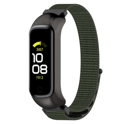 For Samsung Galaxy Fit 2 SM-R220 Nylon Loop Watch Band(Army Green + Black Frame) by bashfashion