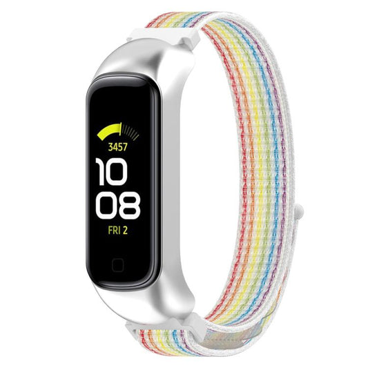 For Samsung Galaxy Fit 2 SM-R220 Nylon Loop Watch Band(Colorful + Silver Frame) by bashfashion