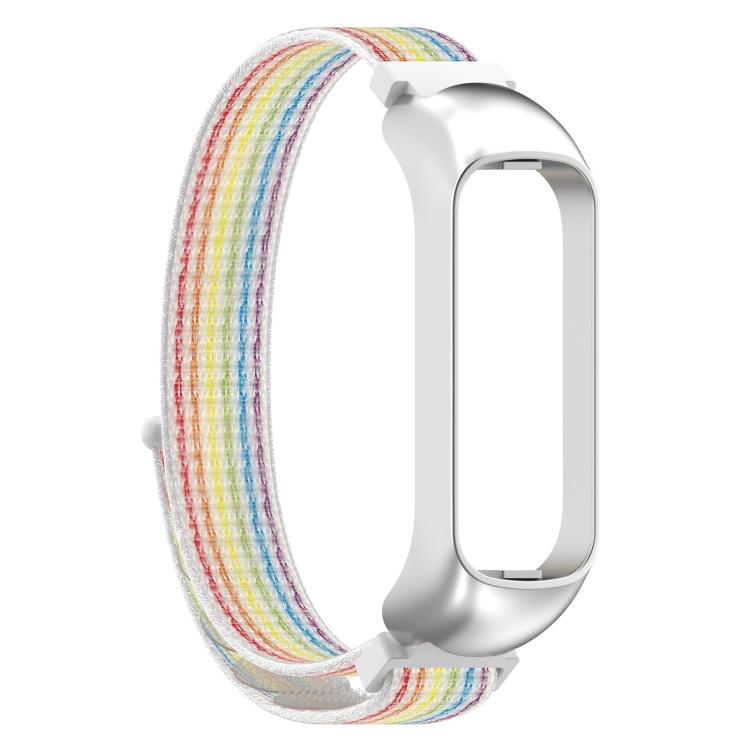 For Samsung Galaxy Fit 2 SM-R220 Nylon Loop Watch Band(Colorful + Silver Frame) by bashfashion
