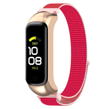 For Samsung Galaxy Fit 2 SM-R220 Nylon Loop Watch Band(Red + Rose Gold Frame) by bashfashion