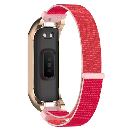 For Samsung Galaxy Fit 2 SM-R220 Nylon Loop Watch Band(Red + Rose Gold Frame) by bashfashion