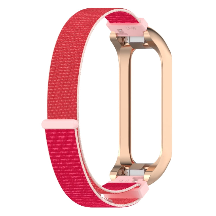 For Samsung Galaxy Fit 2 SM-R220 Nylon Loop Watch Band(Red + Rose Gold Frame) by bashfashion