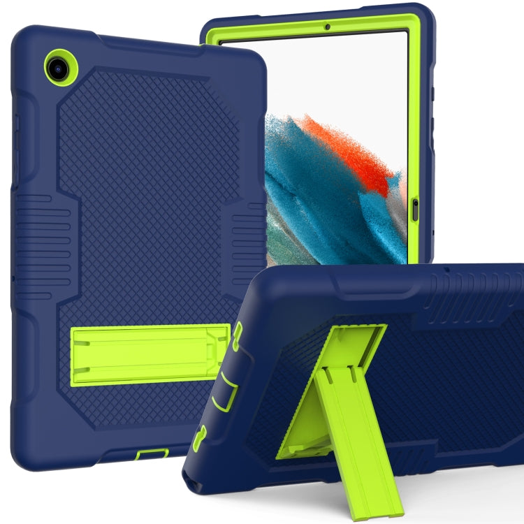 For Samsung Galaxy Tab A8 10.5 2021 X200 Contrast Color Robot Shockproof Silicone + PC Tablet Case(Navy Blue Yellow Green) by bashfashion