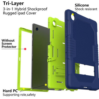 For Samsung Galaxy Tab A8 10.5 2021 X200 Contrast Color Robot Shockproof Silicone + PC Tablet Case(Navy Blue Yellow Green) by bashfashion