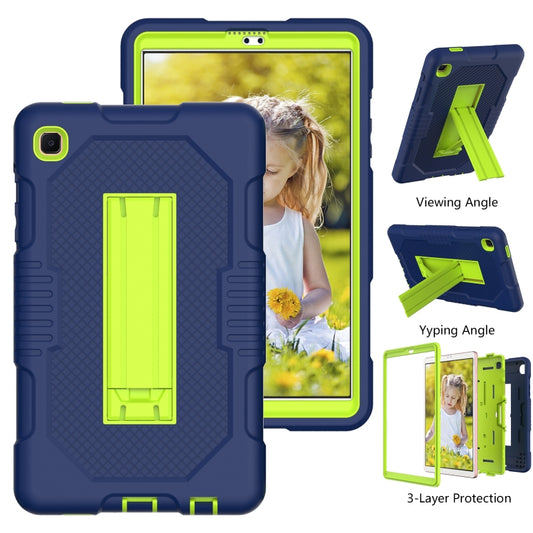 For Samsung Galaxy A7 Lite T220 Contrast Color Robot Shockproof Silicone + PC Tablet Case(Navy Blue Yellow Green) by bashfashion