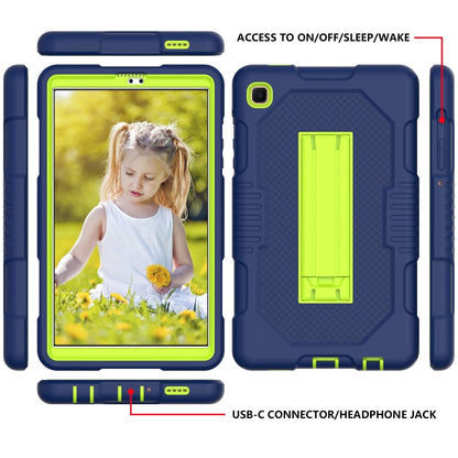 For Samsung Galaxy A7 Lite T220 Contrast Color Robot Shockproof Silicone + PC Tablet Case(Navy Blue Yellow Green) by bashfashion