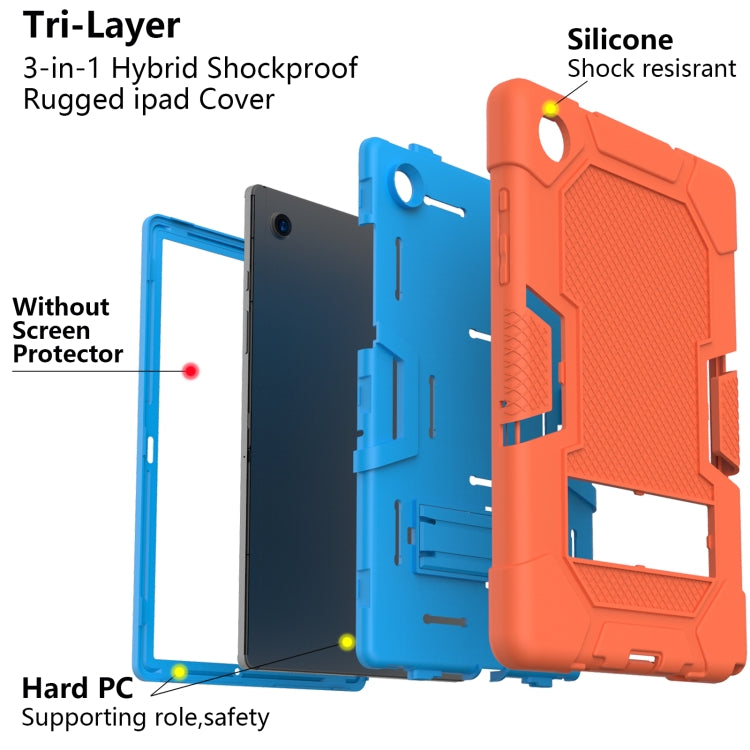 For Samsung Galaxy Tab A8 10.5 2021 X200 Contrast Color Robot Silicone + PC Tablet Case(Orange Blue) by bashfashion