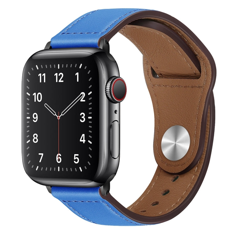 PU Leather Black Buckle Watch Band For Apple Watch Series 9&8&7 41mm / SE 3&SE 2&6&SE&5&4 40mm / 3&2&1 38mm(Blue) by bashfashion
