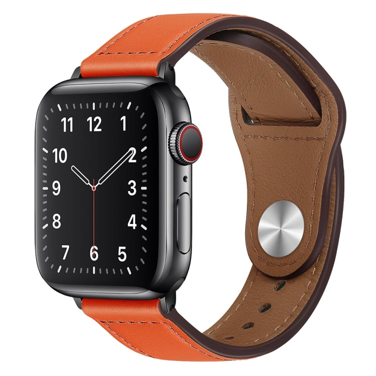 PU Leather Black Buckle Watch Band For Apple Watch Series 9&8&7 41mm / SE 3&SE 2&6&SE&5&4 40mm / 3&2&1 38mm(Orange) by bashfashion