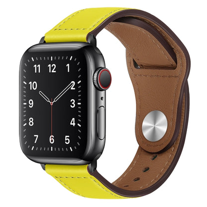 PU Leather Black Buckle Watch Band For Apple Watch Series 9&8&7 41mm / SE 3&SE 2&6&SE&5&4 40mm / 3&2&1 38mm(Yellow) by bashfashion
