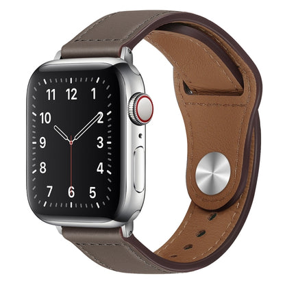 PU Leather Silver Buckle Watch Band For Apple Watch Ultra 49mm&Watch Ultra 2 49mm / Series 9&8&7 45mm / SE 3&SE 2&6&SE&5&4 44mm / 3&2&1 42mm(Grey Brown) by bashfashion