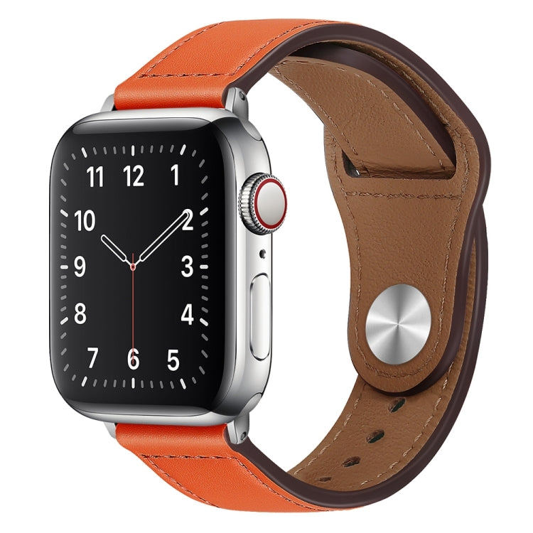 PU Leather Silver Buckle Watch Band For Apple Watch Series 9&8&7 41mm / SE 3&SE 2&6&SE&5&4 40mm / 3&2&1 38mm(Orange) by bashfashion