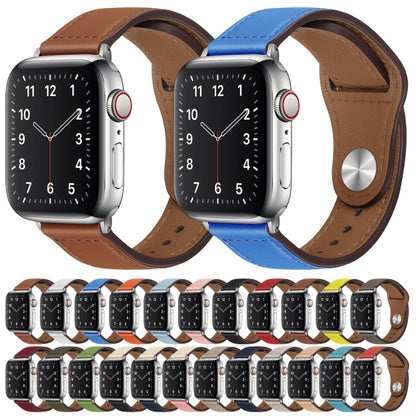 PU Leather Silver Buckle Watch Band For Apple Watch Series 9&8&7 41mm / SE 3&SE 2&6&SE&5&4 40mm / 3&2&1 38mm(Bright Blue) by bashfashion