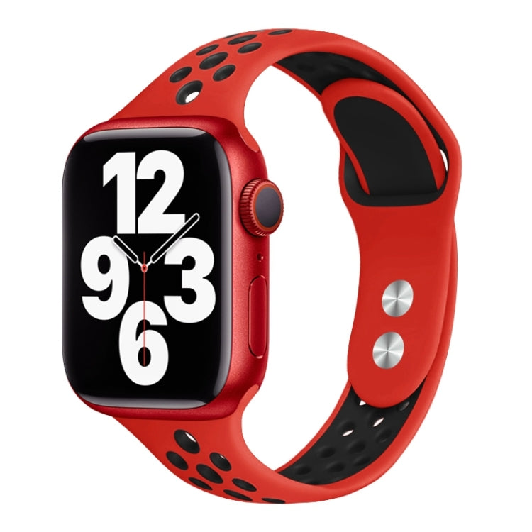 Double Nail Small Waist Watch Band For Apple Watch Ultra 49mm&Watch Ultra 2 49mm / Series 9&8&7 45mm / SE 3&SE 2&6&SE&5&4 44mm / 3&2&1 42mm(Red Black) by bashfashion