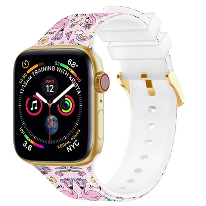 Square Buckle Color Printing Watch Band For Apple Watch Ultra 49mm&Watch Ultra 2 49mm / Series 9&8&7 45mm / SE 3&SE 2&6&SE&5&4 44mm / 3&2&1 42mm(Flamingo 1) by bashfashion