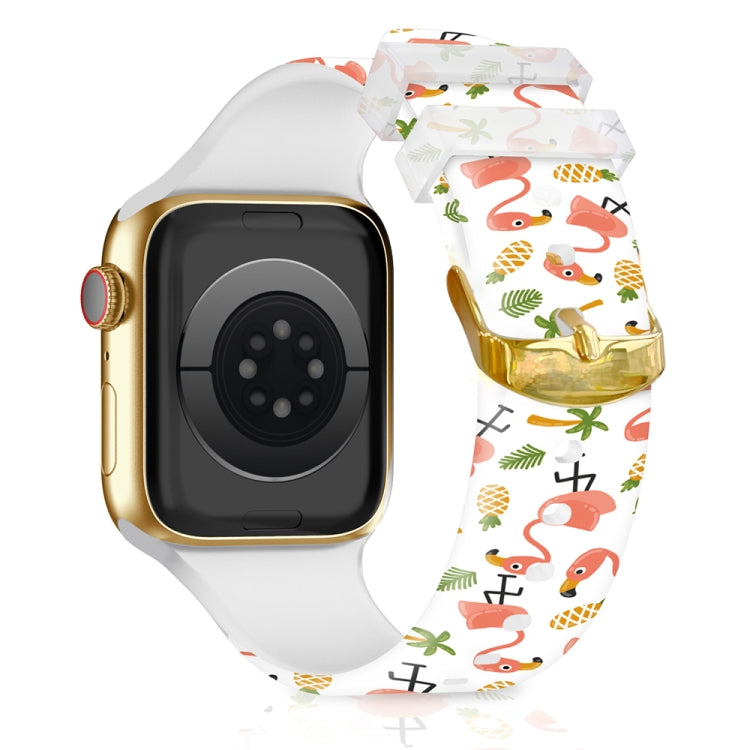 Square Buckle Color Printing Watch Band For Apple Watch Ultra 49mm&Watch Ultra 2 49mm / Series 9&8&7 45mm / SE 3&SE 2&6&SE&5&4 44mm / 3&2&1 42mm(Flamingo 2) by bashfashion
