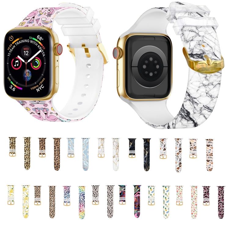 Square Buckle Color Printing Watch Band For Apple Watch Ultra 49mm&Watch Ultra 2 49mm / Series 9&8&7 45mm / SE 3&SE 2&6&SE&5&4 44mm / 3&2&1 42mm(Marble 3) by bashfashion