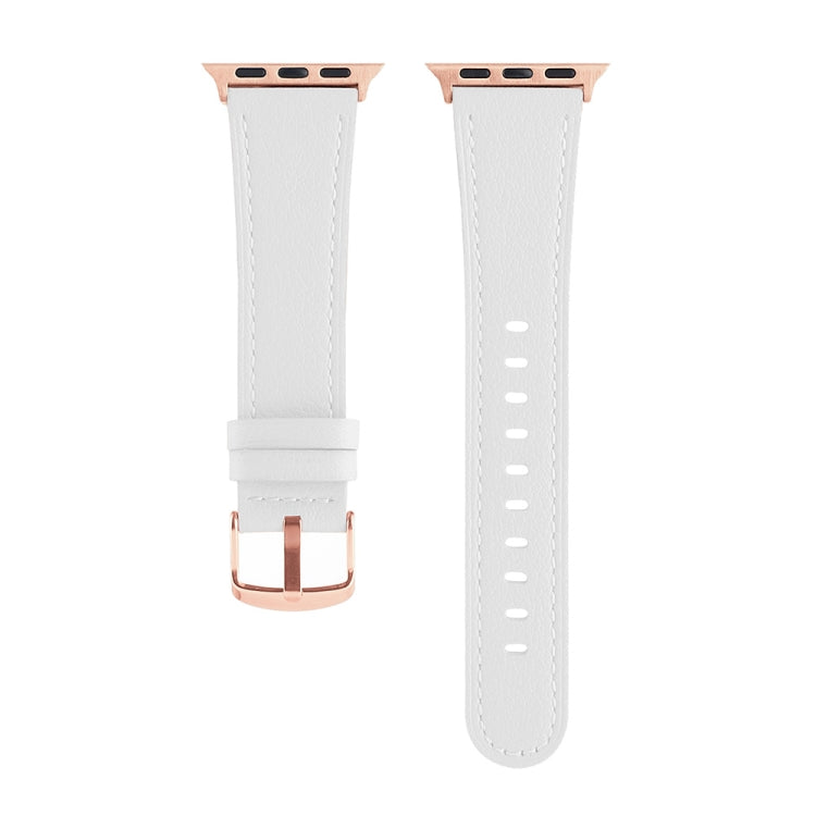 Universal Genuine Leather Watch Band For Apple Watch Series 8&7 41mm / SE 2&6&SE&5&4 40mm / 3&2&1 38mm(White) by bashfashion