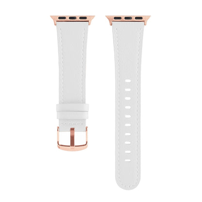 Universal Genuine Leather Watch Band For Apple Watch Series 8&7 41mm / SE 2&6&SE&5&4 40mm / 3&2&1 38mm(White) by bashfashion
