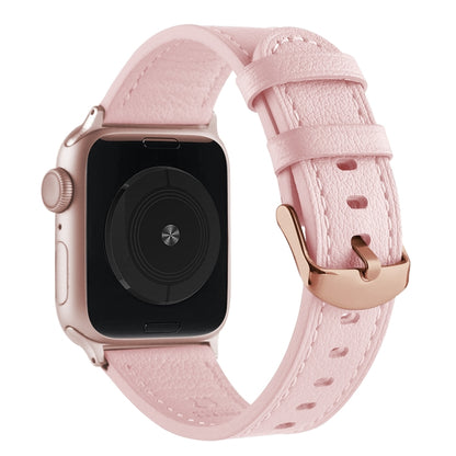 Universal Genuine Leather Watch Band For Apple Watch Series 8&7 41mm / SE 2&6&SE&5&4 40mm / 3&2&1 38mm(Pink) by bashfashion