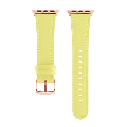 Universal Genuine Leather Watch Band For Apple Watch Series 8&7 41mm / SE 2&6&SE&5&4 40mm / 3&2&1 38mm(Light Yellow) by bashfashion
