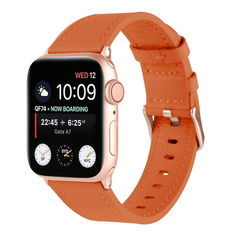 Universal Genuine Leather Watch Band For Apple Watch Series 8&7 41mm / SE 2&6&SE&5&4 40mm / 3&2&1 38mm(Orange) by bashfashion