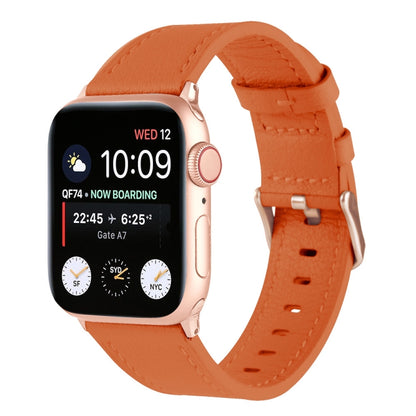 Universal Genuine Leather Watch Band For Apple Watch Series 8&7 41mm / SE 2&6&SE&5&4 40mm / 3&2&1 38mm(Orange) by bashfashion