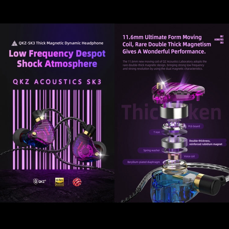 QKZ SK3 3.5mm Sports In-ear Wired HIFI Bass Stereo Sound Earphone with Mic(Green Black) by QKZ