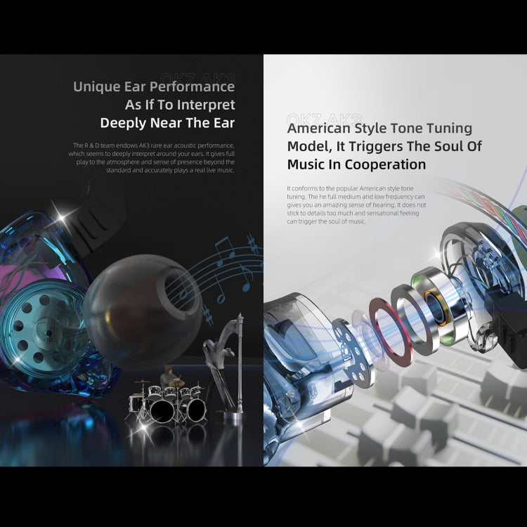 QKZ AK3 FiLe In-ear Subwoofer Wire-controlled Earphone with Mic(White) by QKZ