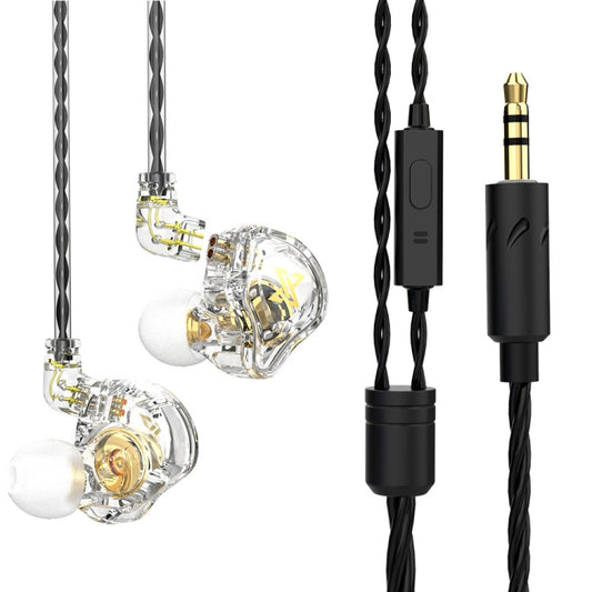 QKZ AK6 MAX In-ear Dynamic Subwoofer Wire-controlled Earphone, Version:with Mic Version(Transparent White) by QKZ