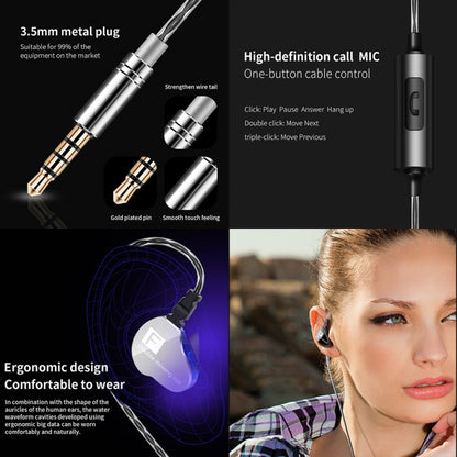 QKZ F910 In-Ear Subwoofer Dual Dynamic Earphone(Purple) by QKZ