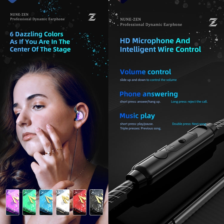 QKZ ZEN In-ear Subwoofer Wire-controlled Music Running Sports Earphone with Mic(Blue) by QKZ