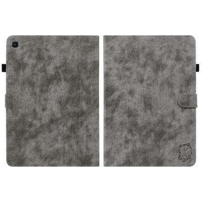 For Samsung Galaxy Tab S6 Lite Tiger Pattern Flip Leather Tablet Case(Grey) by bashfashion