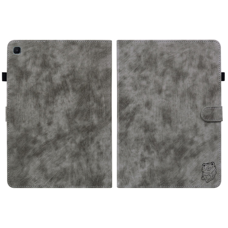 For Samsung Galaxy Tab S5e/T720/T725 Tiger Pattern Flip Leather Tablet Case(Grey) by bashfashion