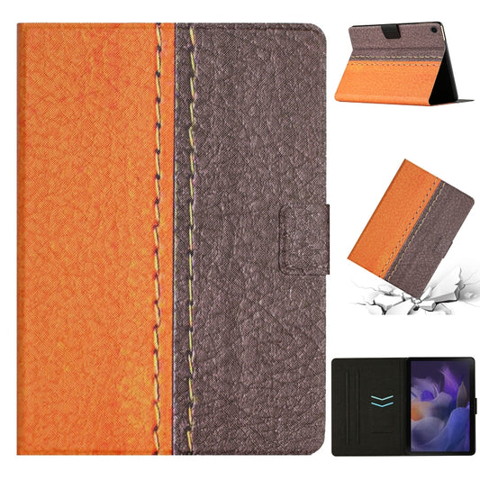 For Samsung Galaxy Tab A8 Stitching Solid Color Smart Leather Tablet Case(Orange) by bashfashion