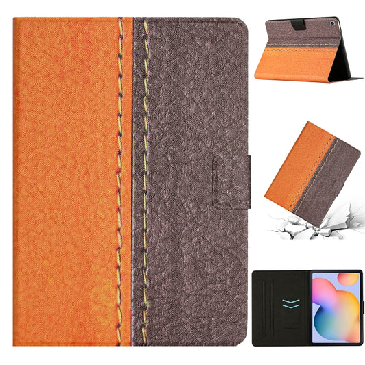 For Samsung Galaxy Tab A7 Lite T220 Stitching Solid Color Smart Leather Tablet Case(Orange) by bashfashion