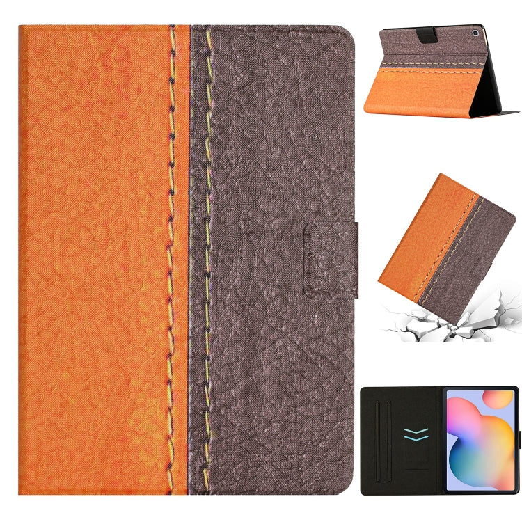For Samsung Galaxy Tab A7 10.4 2020 T500 Stitching Solid Color Smart Leather Tablet Case(Orange) by bashfashion
