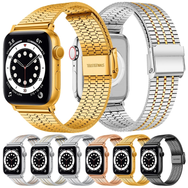 Steel Watch Band For Apple Watch Series 9&8&7 41mm / SE 3&SE 2&6&SE&5&4 40mm / 3&2&1 38mm(Rose Gold) by bashfashion