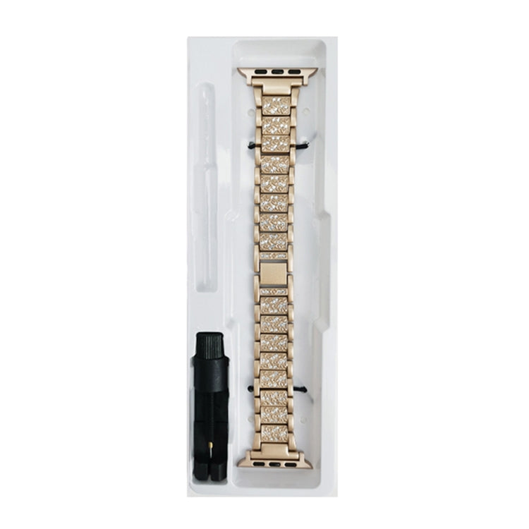 Diamond Metal Watch Band For Apple Watch Series 9&8&7 41mm / SE 3&SE 2&6&SE&5&4 40mm / 3&2&1 38mm(Gold) by bashfashion