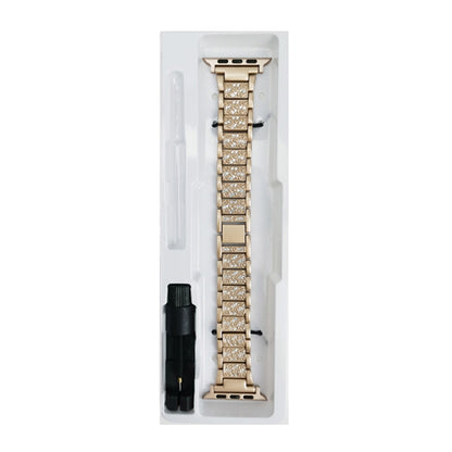 Diamond Metal Watch Band For Apple Watch Series 9&8&7 41mm / SE 3&SE 2&6&SE&5&4 40mm / 3&2&1 38mm(Gold) by bashfashion
