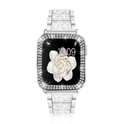 Diamond Metal Watch Band For Apple Watch Series 9&8&7 41mm / SE 3&SE 2&6&SE&5&4 40mm / 3&2&1 38mm(Silver) by bashfashion