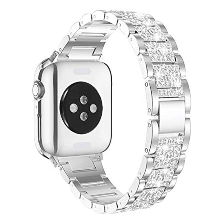 Diamond Metal Watch Band For Apple Watch Series 9&8&7 41mm / SE 3&SE 2&6&SE&5&4 40mm / 3&2&1 38mm(Silver) by bashfashion