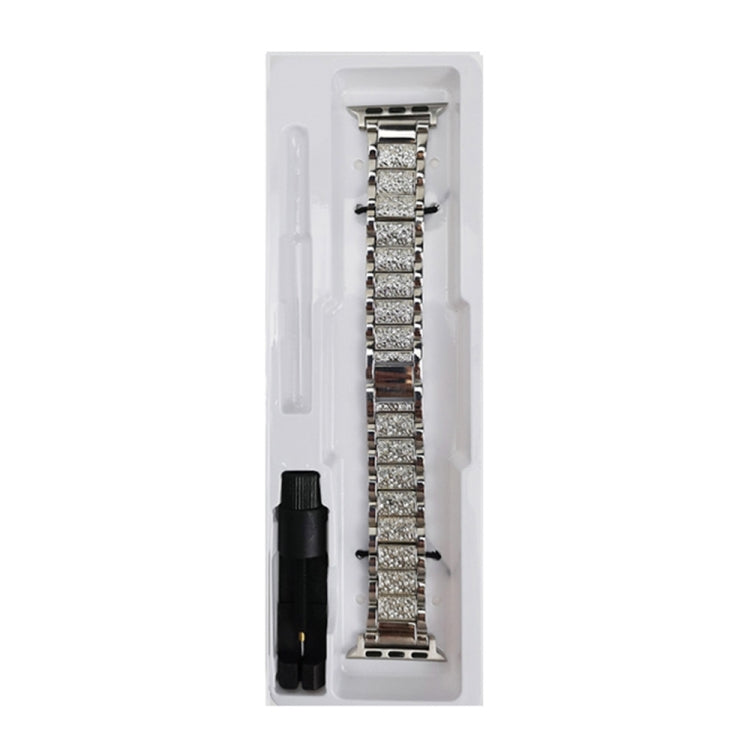 Diamond Metal Watch Band For Apple Watch Series 9&8&7 41mm / SE 3&SE 2&6&SE&5&4 40mm / 3&2&1 38mm(Silver) by bashfashion
