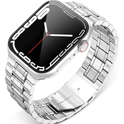 5-bead Stainless Steel Watch Band For Apple Watch Ultra 49mm&Watch Ultra 2 49mm / Series 9&8&7 45mm / SE 3&SE 2&6&SE&5&4 44mm / 3&2&1 42mm(Silver) by bashfashion