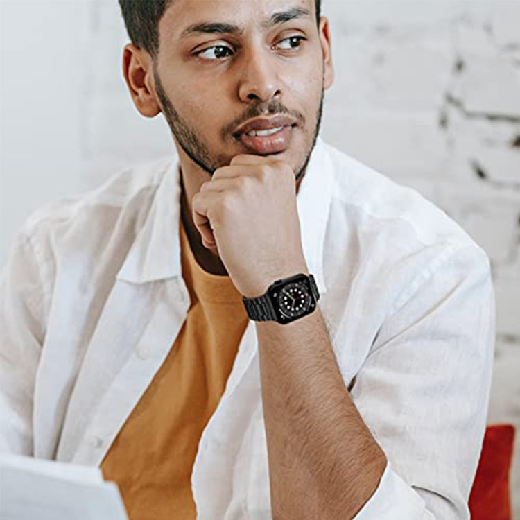 5-bead Stainless Steel Watch Band For Apple Watch Series 9&8&7 41mm / SE 3&SE 2&6&SE&5&4 40mm / 3&2&1 38mm(Black) by bashfashion