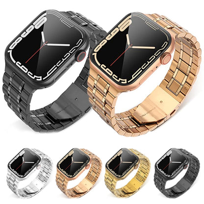 5-bead Stainless Steel Watch Band For Apple Watch Series 9&8&7 41mm / SE 3&SE 2&6&SE&5&4 40mm / 3&2&1 38mm(Silver) by bashfashion