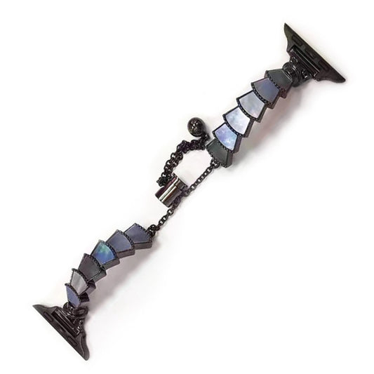 Metal Shell Watch Band For Apple Watch Series 9&8&7 41mm / SE 3&SE 2&6&SE&5&4 40mm / 3&2&1 38mm(Black Blue) by bashfashion