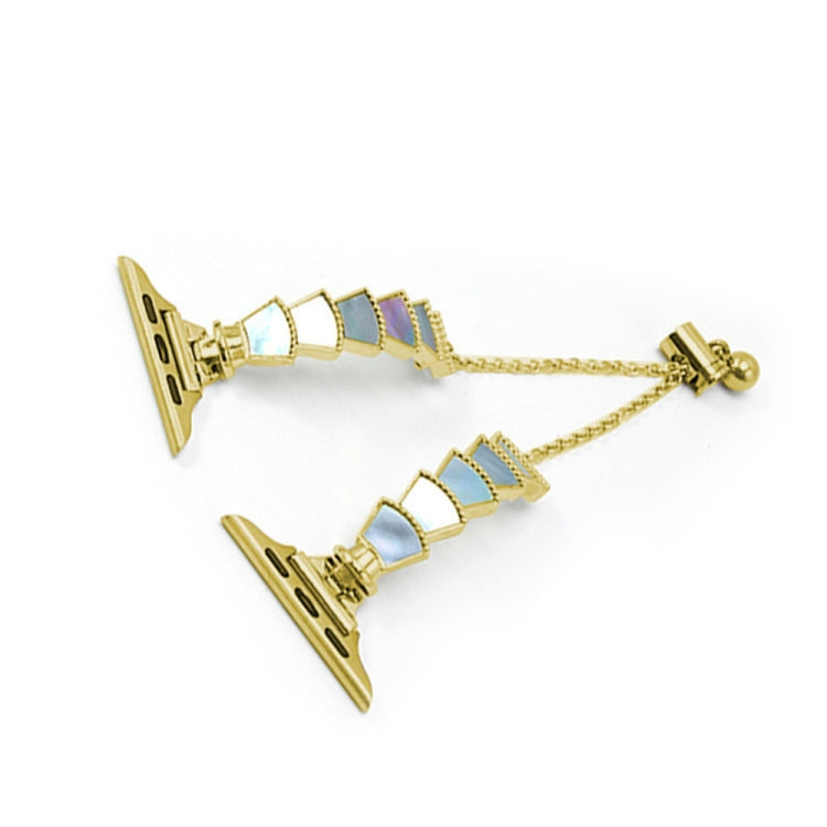 Metal Shell Watch Band For Apple Watch Series 9&8&7 41mm / SE 3&SE 2&6&SE&5&4 40mm / 3&2&1 38mm(Gold Blue) by bashfashion