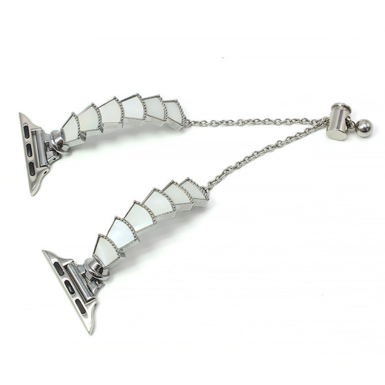 Metal Shell Watch Band For Apple Watch Series 9&8&7 41mm / SE 3&SE 2&6&SE&5&4 40mm / 3&2&1 38mm(Silver White) by bashfashion